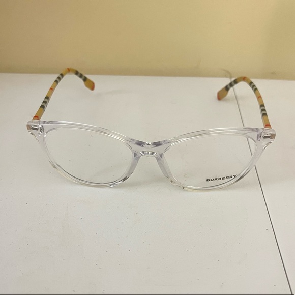 Burberry 2325 Clear Frame Plaid Sides Eye Glasses - Picture 3 of 6